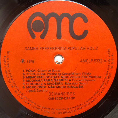 Os Maneiros : Samba Preferência Popular Vol. 2  (LP, Album)
