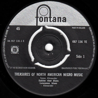 Texas Alexander : Treasures Of North American Negro Music Volume 7 (7", EP, Gat)