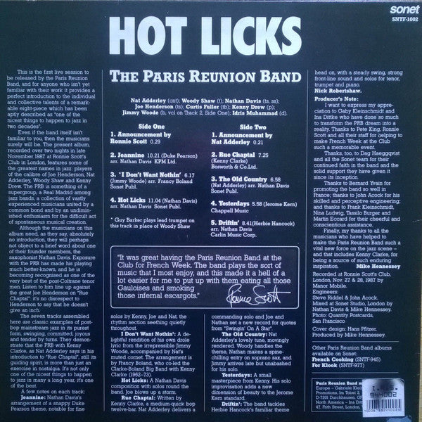 Paris Reunion Band : Hot Licks (LP)