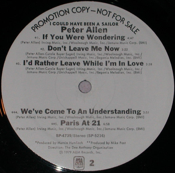 Peter Allen : I Could Have Been A Sailor (LP, Album, Promo)