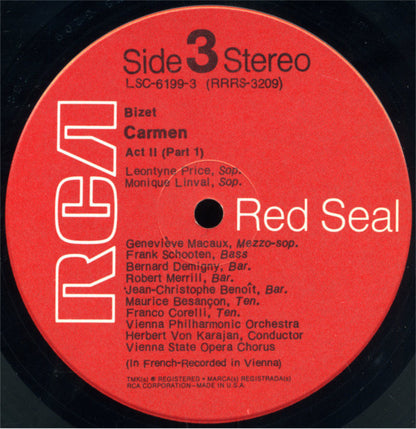 Georges Bizet - Leontyne Price, Franco Corelli, Robert Merrill, Mirella Freni, Herbert Von Karajan, Wiener Philharmoniker, Wiener Staatsopernchor, Die Wiener Sängerknaben : Carmen (3xLP, Album, RE + Box)