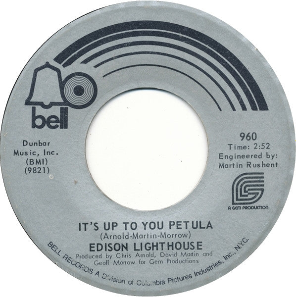 Edison Lighthouse : It's Up To You Petula (7", Single, Styrene, Phi)