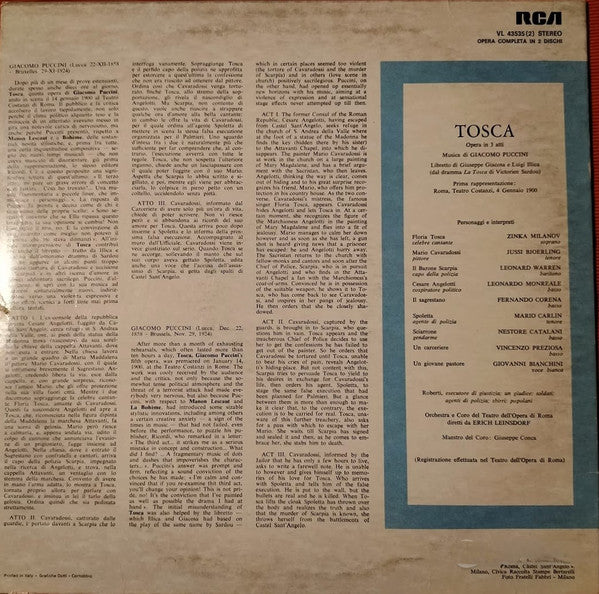 Giacomo Puccini : Tosca (2xLP, Album)