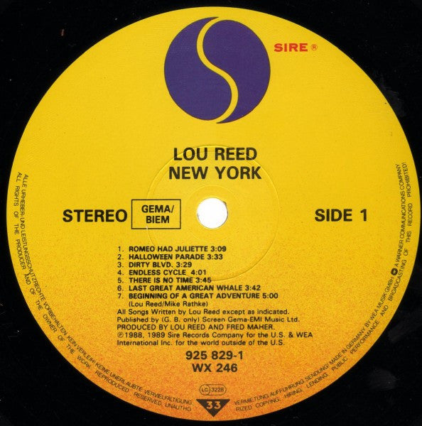 Lou Reed : New York (LP, Album)