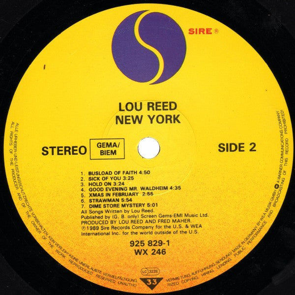 Lou Reed : New York (LP, Album)