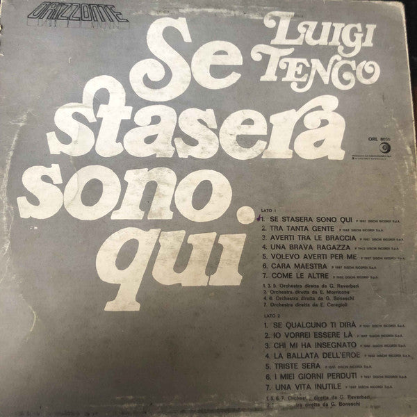 Luigi Tenco : Se Stasera Sono Qui (LP, Album, RE)