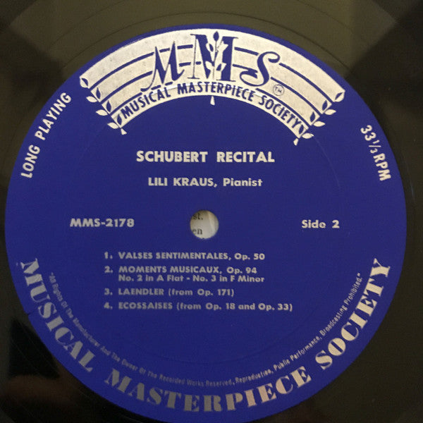 Lili Kraus / Franz Schubert : Lili Kraus Spielt Schubert (LP, Mono)