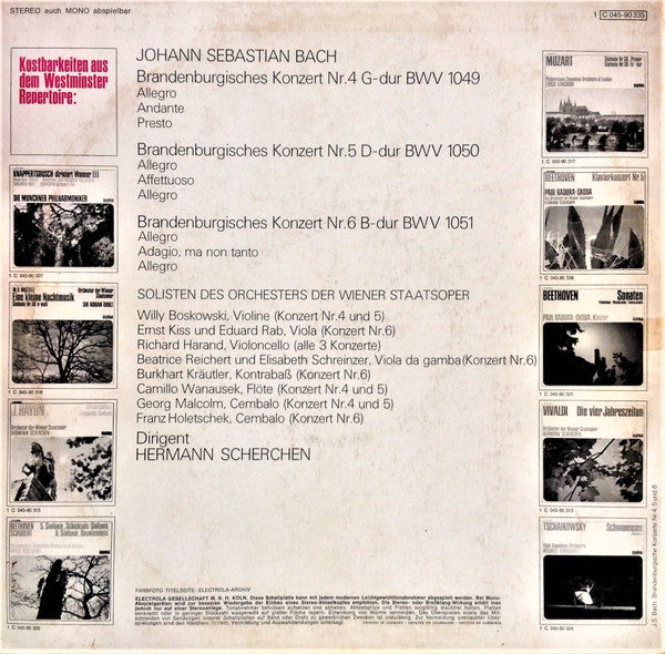 Johann Sebastian Bach, Orchester Der Wiener Staatsoper, Hermann Scherchen : Brandenburgische Konzerte Nr. 4, 5, 6 (LP)