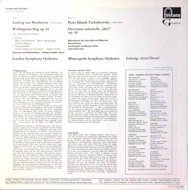 London Symphony Orchestra, Minneapolis Symphony Orchestra Leitung: Antal Dorati ; Ludwig van Beethoven / Pyotr Ilyich Tchaikovsky : Wellingtons Sieg / Ouverture Solennelle "1812" (LP)