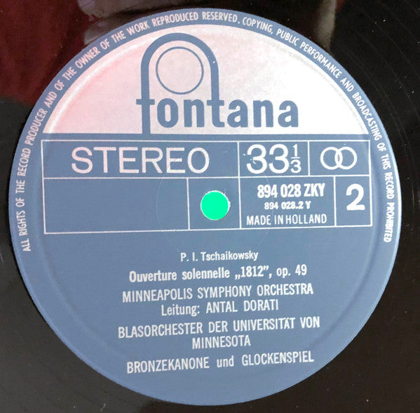 London Symphony Orchestra, Minneapolis Symphony Orchestra Leitung: Antal Dorati ; Ludwig van Beethoven / Pyotr Ilyich Tchaikovsky : Wellingtons Sieg / Ouverture Solennelle "1812" (LP)