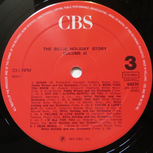 Billie Holiday : The Billie Holiday Story Volume III (2xLP, Album, Comp, RE)