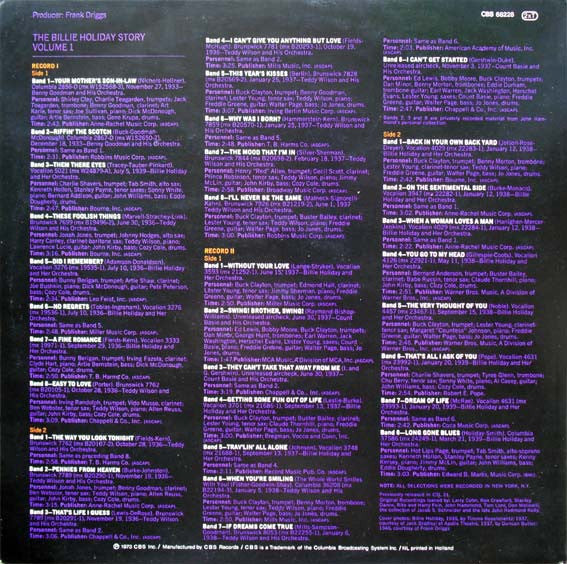 Billie Holiday : The Billie Holiday Story Volume I (2xLP, Comp, RE)