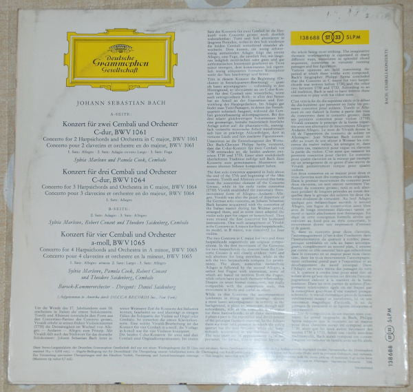 Johann Sebastian Bach : Cembalo Konzerte - Harpsichord Concertos (LP, Album)