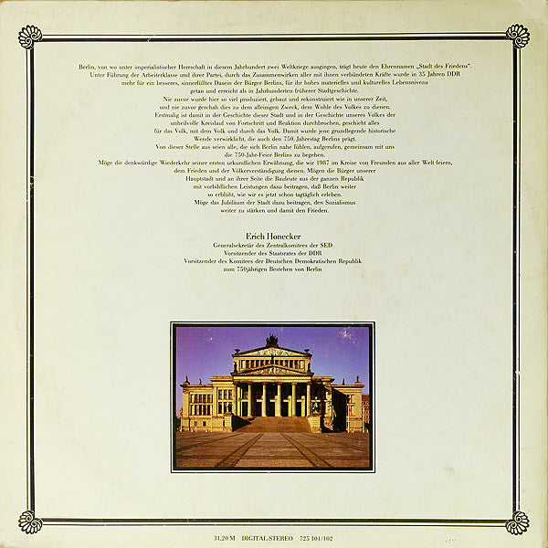 Various : 750 Jahre Berlin • Festliches Eröffnungskonzert (1. Januar 1987 Im Schauspielhaus Berlin) (2xLP)