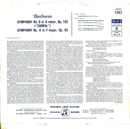 Ludwig van Beethoven, Elisabeth Schwarzkopf, Marga Höffgen, Ernst Haefliger, Otto Edelmann, Wiener Singverein, Philharmonia Orchestra, Herbert von Karajan : "Choral Symphony" (Symphony No. 9 In D Minor) / Symphony No. 8 In F Major (2xLP, Mono)