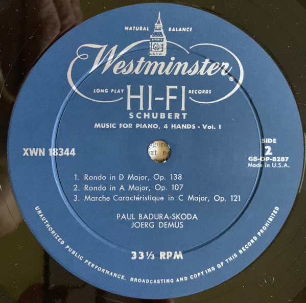 Paul Badura-Skoda And Jörg Demus Play Franz Schubert : Music For Piano, 4 Hands - Vol. I (LP, Comp, Mono)