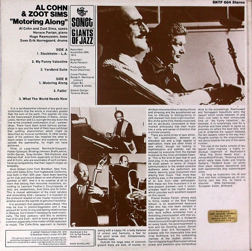 Al Cohn & Zoot Sims : Motoring Along (LP, Album)