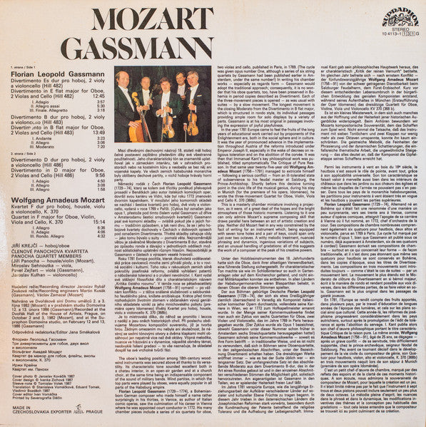 Wolfgang Amadeus Mozart, Leopold Florian Gassmann - Jiří Krejčí (2), Panocha Quartet : Oboe Quartet / Divertimenti (LP, Album)