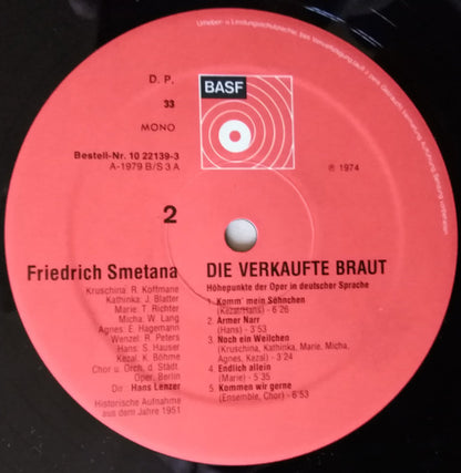 Bedřich Smetana / Orchester Der Städtischen Oper Berlin / Hans Lenzer : Die Verkaufte Braut (LP, Album, Mono)