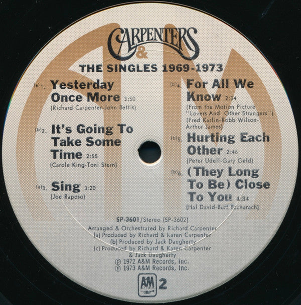 Carpenters : The Singles 1969-1973 (LP, Album, Comp)