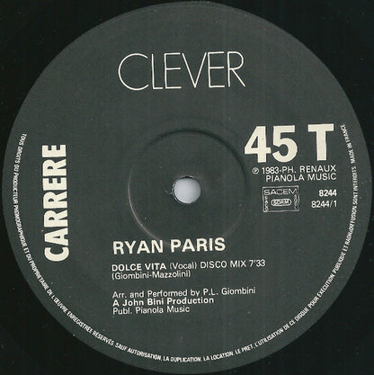 Ryan Paris : Dolce Vita (12", Maxi)