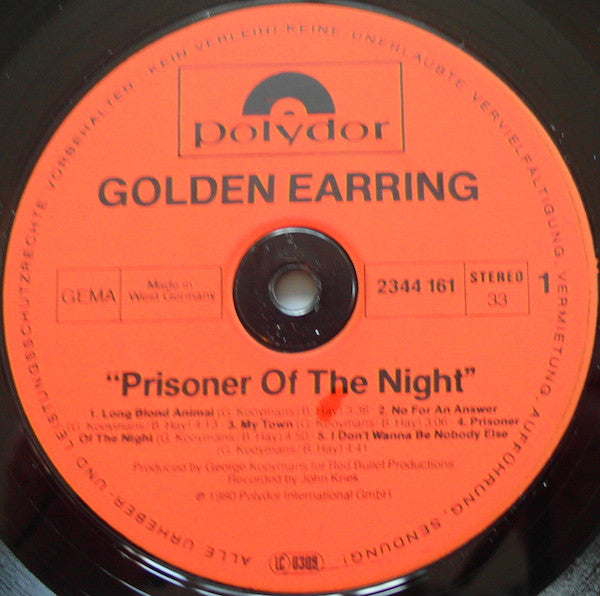 Golden Earring : Prisoner Of The Night (LP, Album)