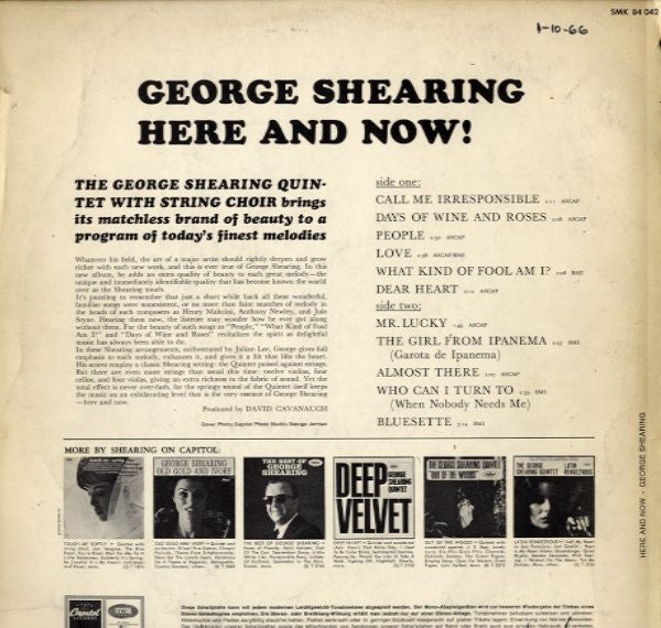 The George Shearing Quintet : Here & Now! (LP, Album)