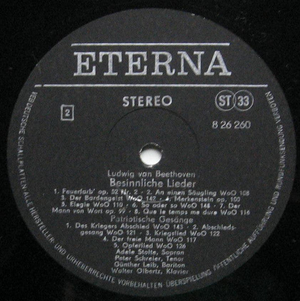 Ludwig van Beethoven : Patriotische Gesange, Besinnliche Lieder, Liebeslieder (LP, Album)