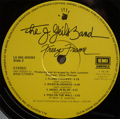 The J. Geils Band : Freeze-Frame (LP, Album, Lab)