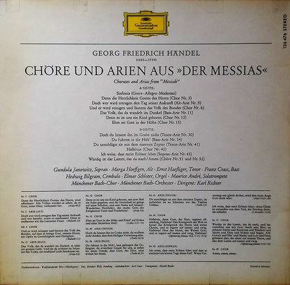 Georg Friedrich Händel • Gundula Janowitz ∙ Marga Höffgen ∙ Ernst Haefliger ∙ Franz Crass, Münchener Bach-Chor ∙ Münchener Bach-Orchester ∙ Dirigent: Karl Richter : Der Messias (Chöre Und Arien) (LP, Album)