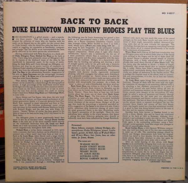 Duke Ellington & Johnny Hodges : Back To Back (Duke Ellington And Johnny Hodges Play The Blues) (LP, Album)