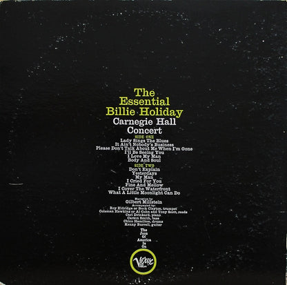 Billie Holiday : The Essential Billie Holiday - Carnegie Hall Concert Recorded Live (LP, Album, RE, RM, Gat)