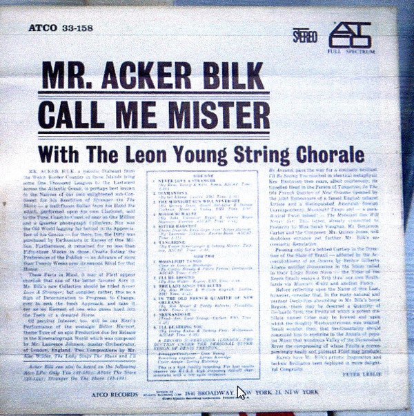 Acker Bilk With The Leon Young String Chorale : Call Me Mister (LP, Album)