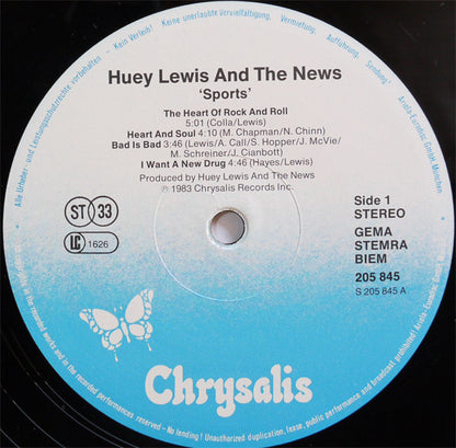 Huey Lewis & The News : Sports (LP, Album)