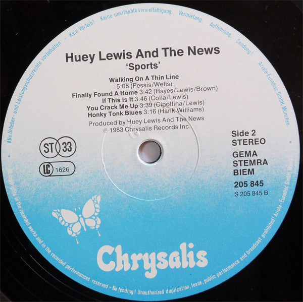 Huey Lewis & The News : Sports (LP, Album)