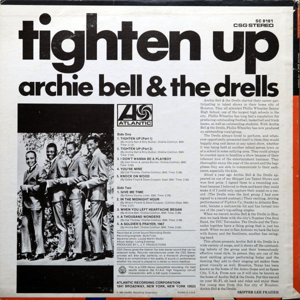 Archie Bell & The Drells : Tighten Up (LP, Album, Pre)