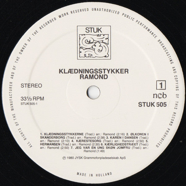 Folkemusikgruppen Ramund : Klædningsstykker (LP, Album)