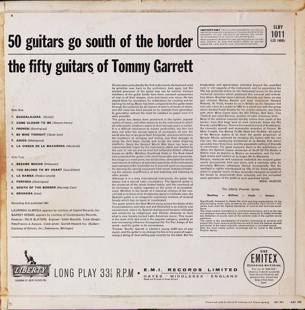 The 50 Guitars Of Tommy Garrett : 50 Guitars Go South Of The Border (LP, Album)