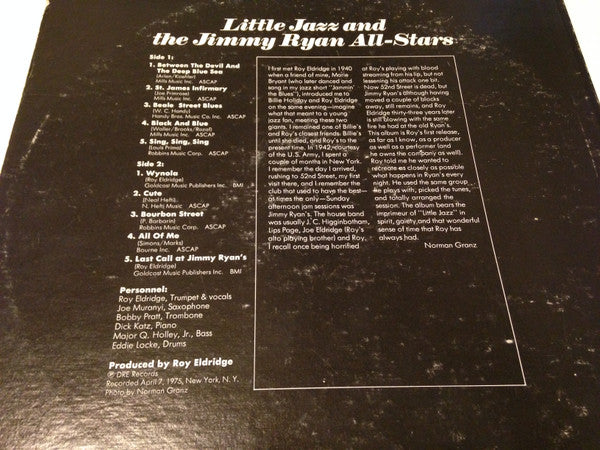 Roy Eldridge : Little Jazz And The Jimmy Ryan All-Stars (LP, Album)