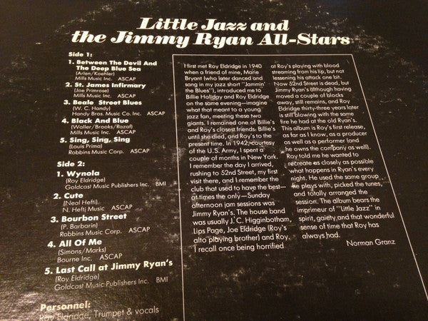 Roy Eldridge : Little Jazz And The Jimmy Ryan All-Stars (LP, Album)