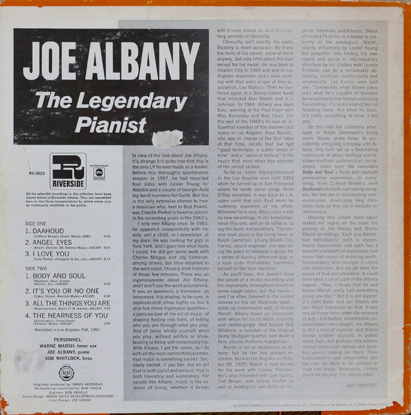 Joe Albany : The Legendary Jazz Pianist (LP, Album, RE, RM)