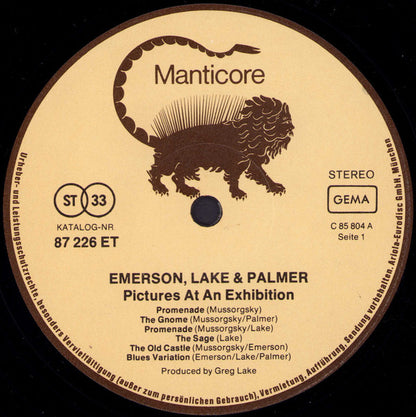 Emerson, Lake & Palmer : Pictures At An Exhibition (LP, Album, RE, Gat)