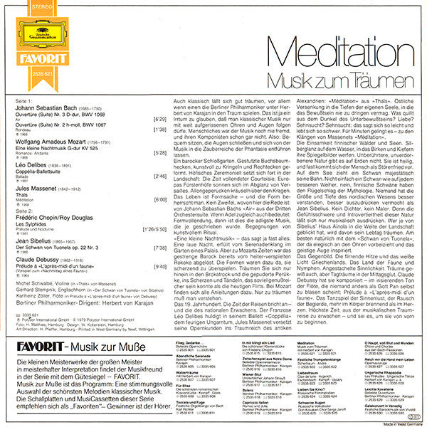 Herbert von Karajan, Berliner Philharmoniker : Meditation - Musik Zum Träumen (LP, Comp, RP)