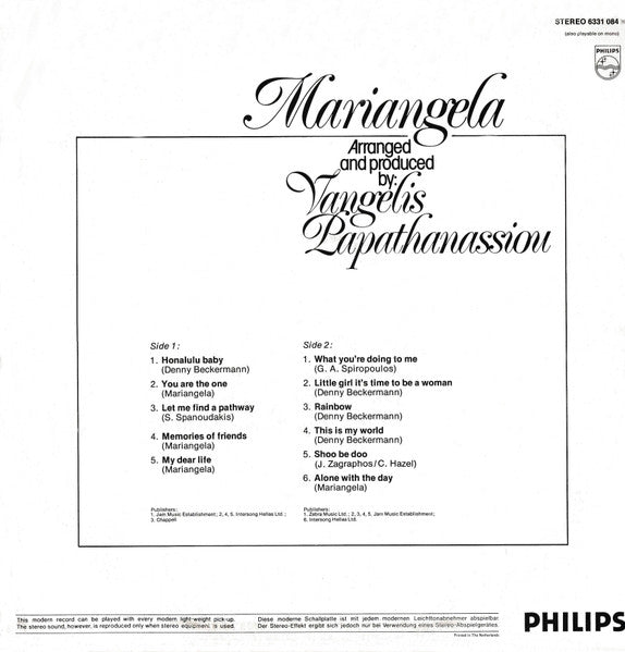Mariangela (3) : Mariangela (LP, Album)