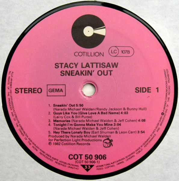 Stacy Lattisaw : Sneakin' Out (LP, Album)