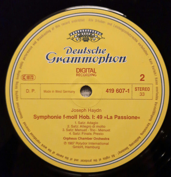 Joseph Haydn / Orpheus Chamber Orchestra : Symphonies No. 48 "Maria Theresia" - No. 49 "La Passione" (LP)