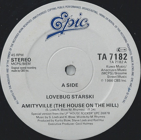 Lovebug Starski : Amityville (The House On The Hill) (12", Single)