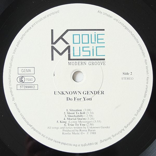 Unknown Gender : Do For You (LP, Album)