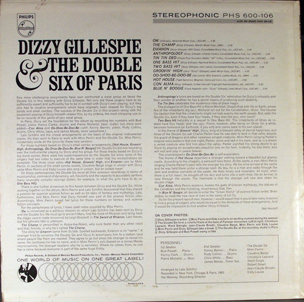 Dizzy Gillespie & Les Double Six : Dizzy Gillespie & The Double Six Of Paris (LP, Album)