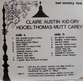 Claire Austin • Kid Ory • Hociel Thomas • Mutt Carey :  Claire Austin • Kid Ory • Hociel Thomas • Mutt Carey (LP)